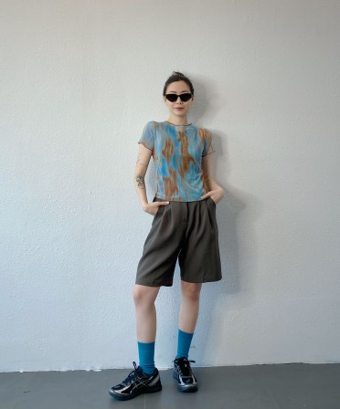 Brown Pleated Shorts #250409